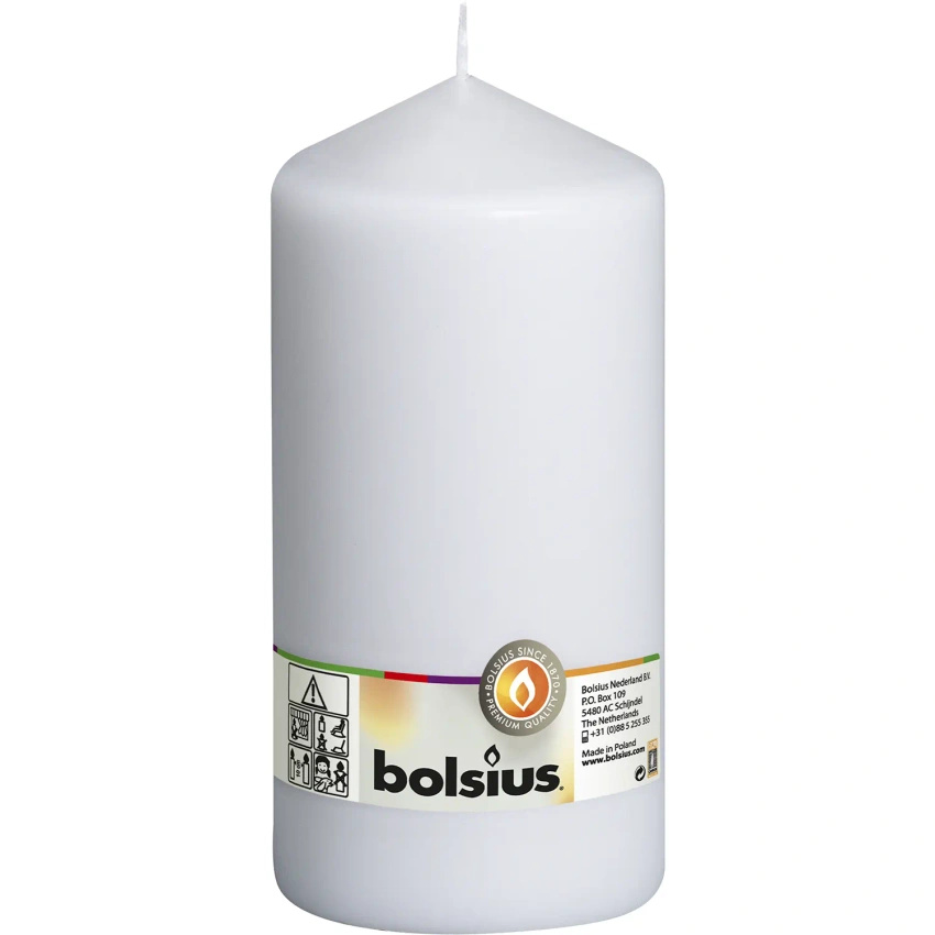 Bolsius bougie pilier non parfumée 20 cm 200/98 mm - Blanc