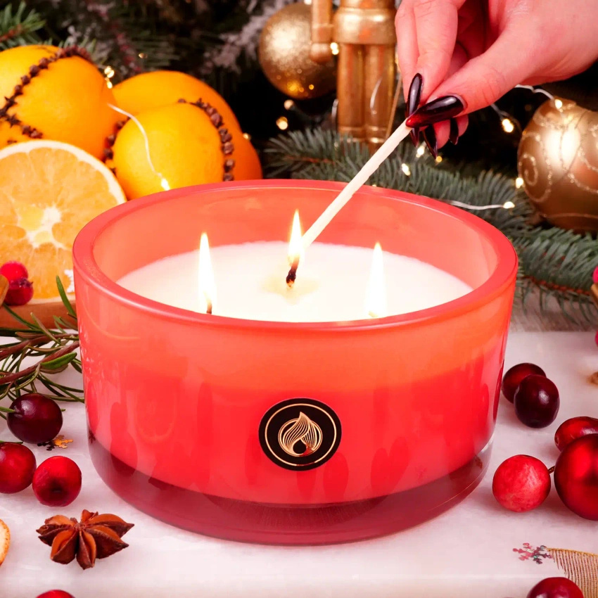 Candle World feestelijke geurende soja kaars Cranberry Orange 550 g