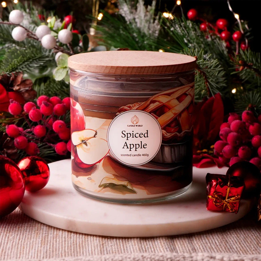 Candle World sojová vonná svíčka 3 knoty Spiced Apple 460 g