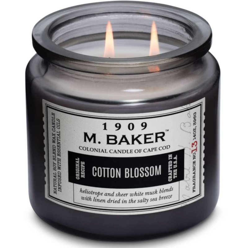 Colonial Candle M Baker grande bougie parfumée au soja pot d'apothicaire 14 oz 396 g - Cotton Blossom