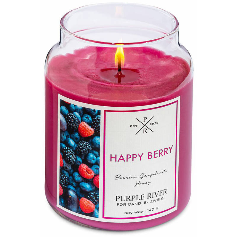 Vela de soja perfumada Happy Berry Purple River 623 g