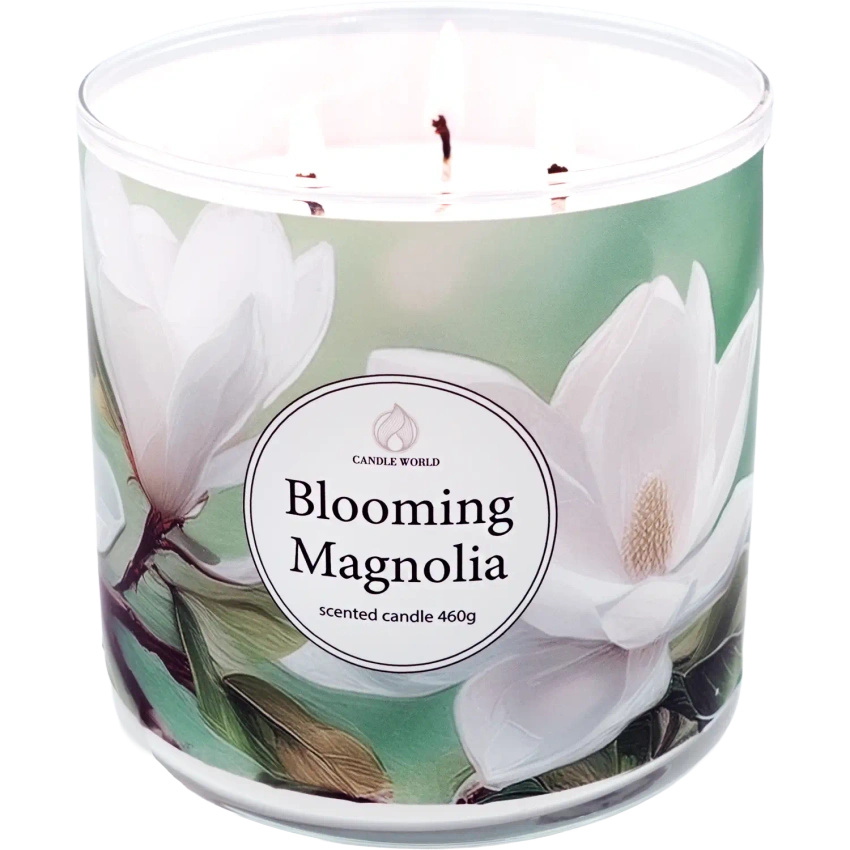 Candle World soja bloemen geurkaars 3 lonten Blooming Magnolia 460 g