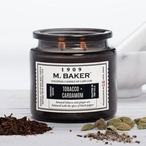 Sojowa świeca zapachowa słoik apteczny 396 g Colonial Candle M Baker - Tobacco Cardamom