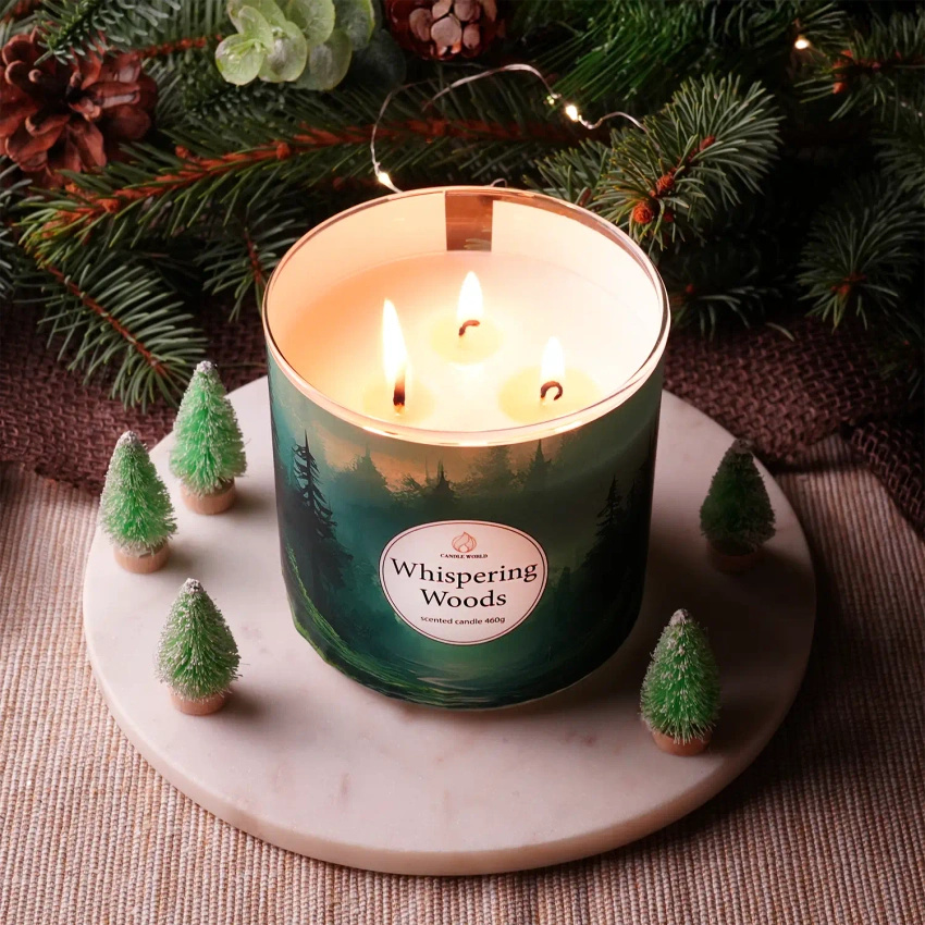 Candle World bos soja geurkaars 3 lonten Whispering Woods 460 g