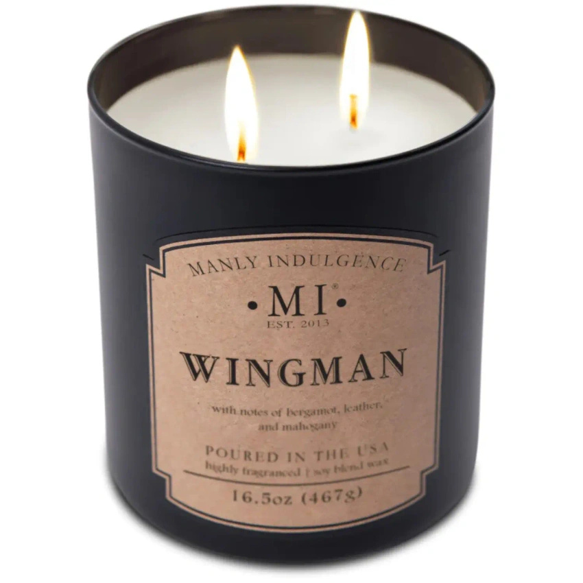 Bougie parfumée de soja pour homme en verre noir acajou bergamote Wingman Colonial Candle 467 g
