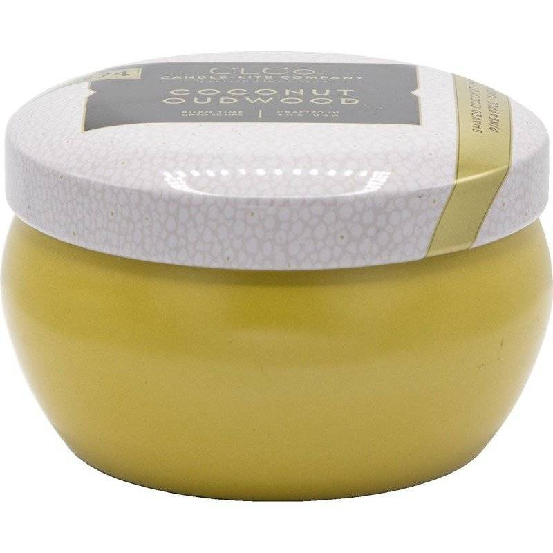 Candela profumata in scatola di metallo con due stoppini Coconut Oudwood Candle-lite 177 g