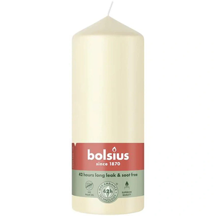 Bolsius unparfümierte Stumpenkerze 150/58 mm Essentials - Soft Pearl