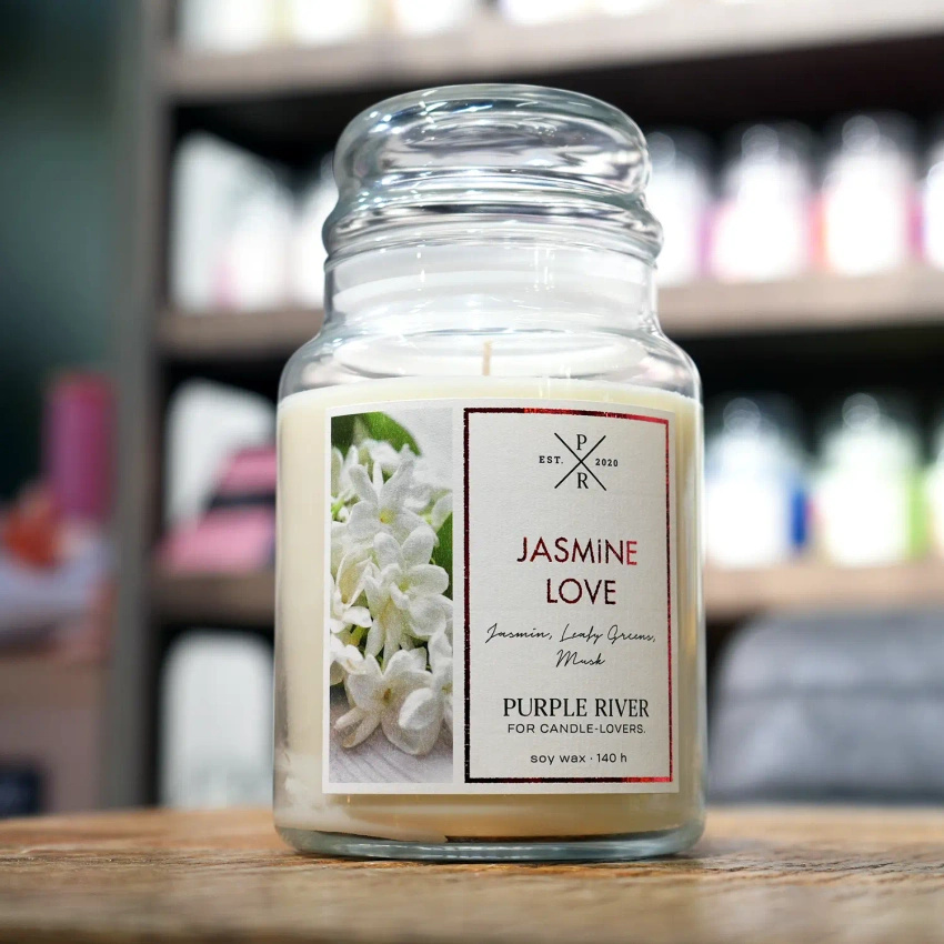 Soy scented candle Jasmine Love Purple River 623 g