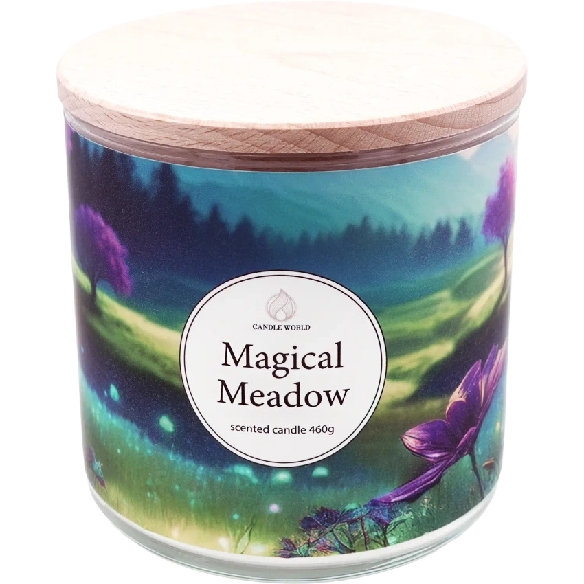 Candle World vela perfumada de soja 3 mechas Magical Meadow 460 g Violeta Almizcle