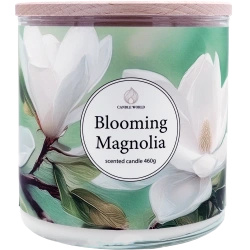Candle World candela profumata di soia floreale 3 stoppini Blooming Magnolia 460 g