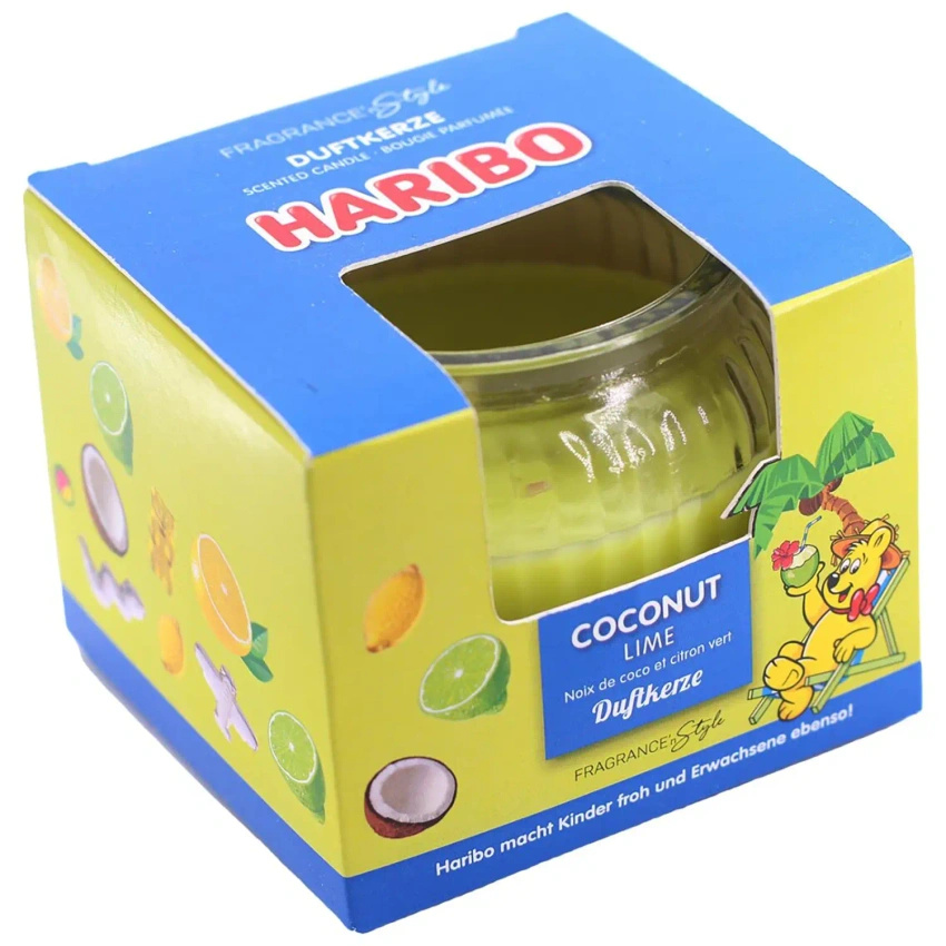 Vela perfumada en vaso Haribo Gominolas de coco - Coconut Lime