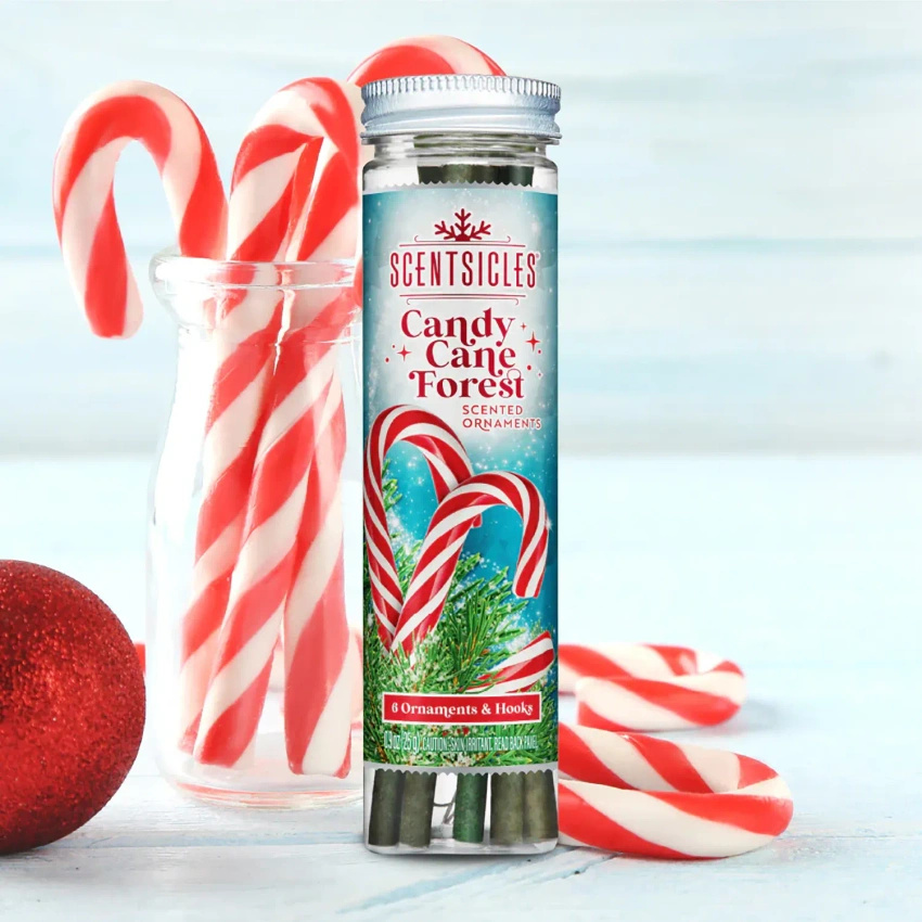 Bastoncini profumati per l'albero di Natale Scentsicles Candy Cane Forest Decorazioni natalizie appese 6 pz