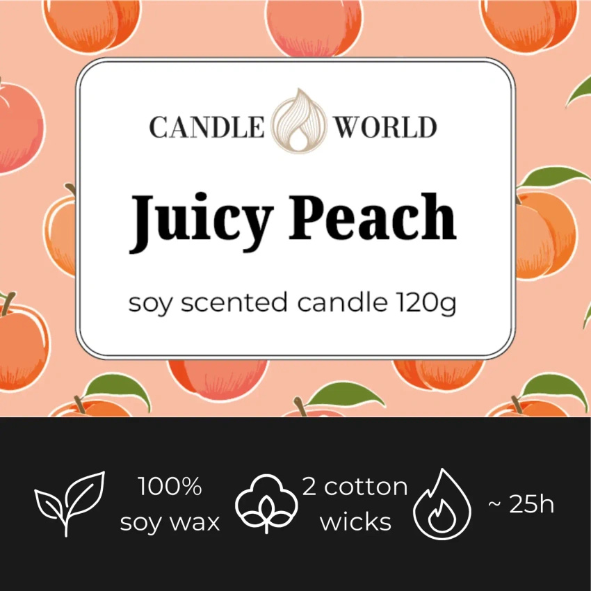 Candle World vela perfumada de soja tarro Juicy Peach 120 g Melocotón