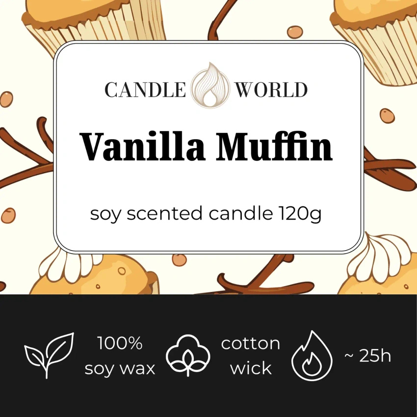 Candle World sojová vonná svíčka sklenice Vanilla Muffin 120 g Vanilka