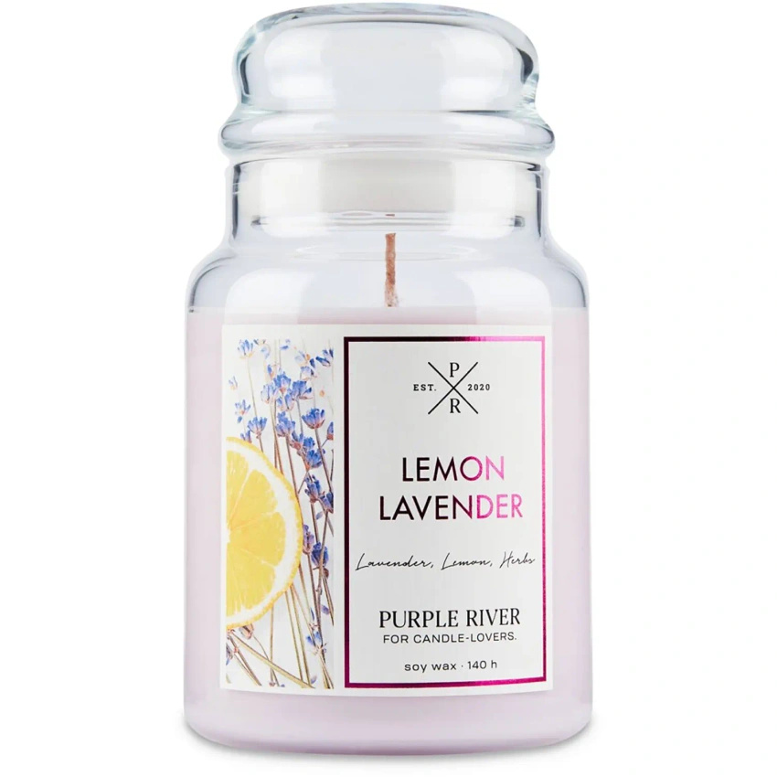 Soy scented candle Lemon Lavender Purple River 623 g